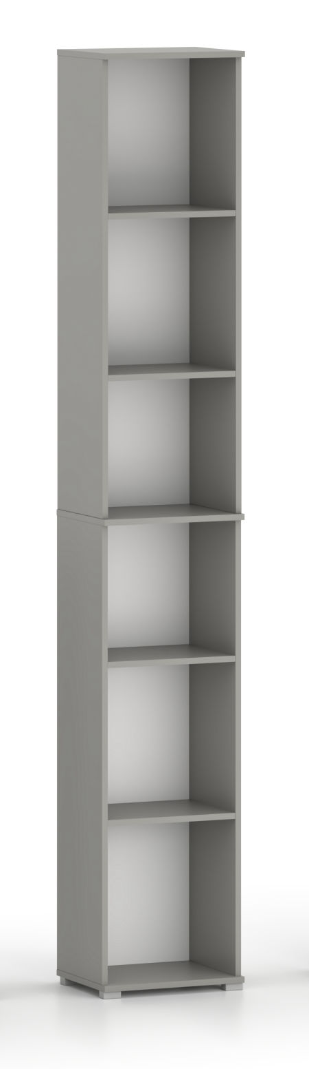 Regał Pola 215x30 Szara. Szeroki 30 cm, 6 półek na książki i segregatory