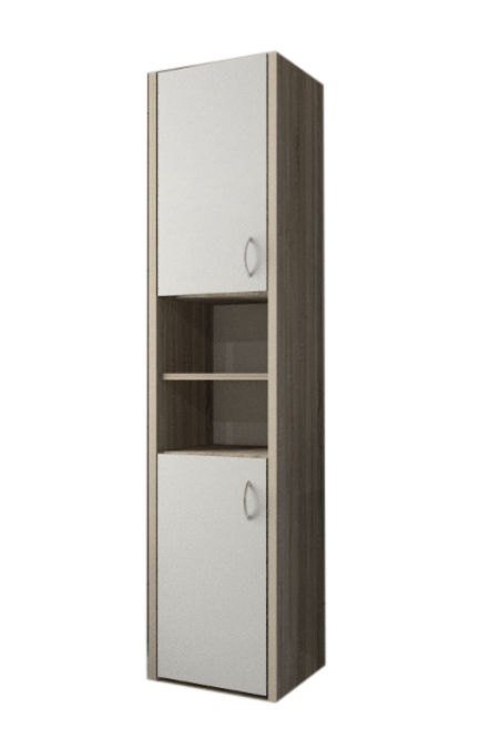 Słupek łazienkowy Adaś 2D Sonoma + Front Biały 30 cm