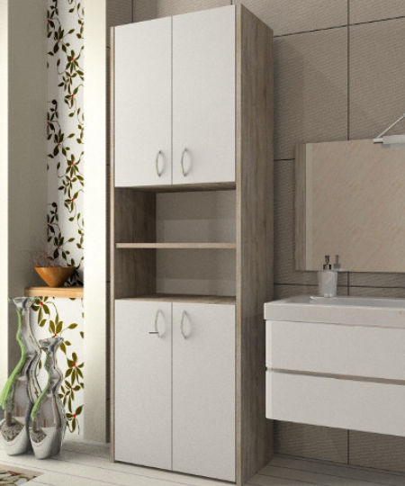 Słupek łazienkowy Adaś 4D sonoma/biel 56 cm