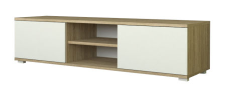 Szafka RTV 120 DĄB SONOMA z białymi frontami