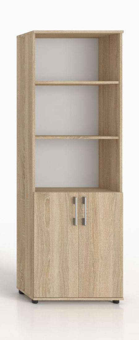 Regał biurowy na ksiażki i segragatoryG 60 II 2D dąb sonoma