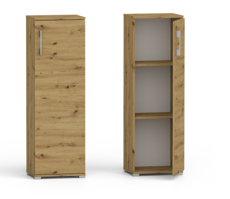 Regał komoda biurowa Pola 1D 110 x 40 cm Dąb artisan 3 półki