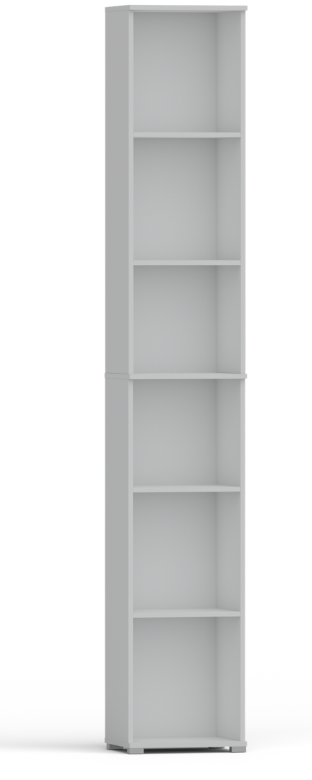 Regał pola 215x30 cm biały, 6 półek na książki i segregatory