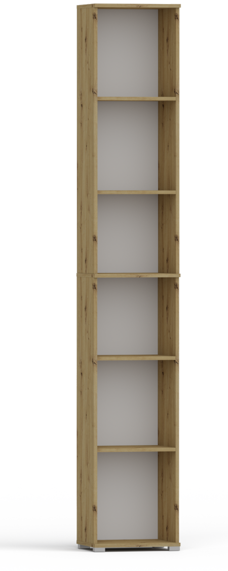 Regał Pola 215x40 Dąb Artisan. szeroki 40 cm, 6 półek na książki i segregatory