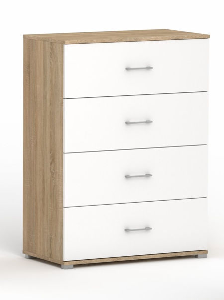 Komoda POLA 4s Dab Sonoma/biala - 4 szerokości. pojemna komodaz 4 szufladami