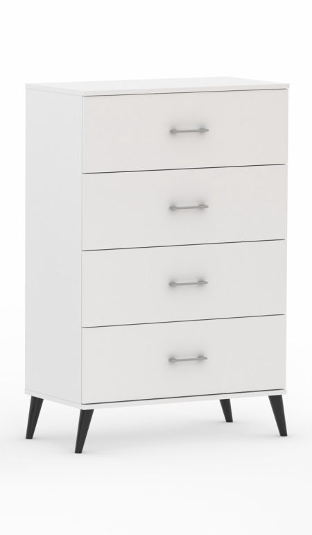 Komoda POLA 4N Biała - 4 szerokości. Pojemna komoda na nóżkach
