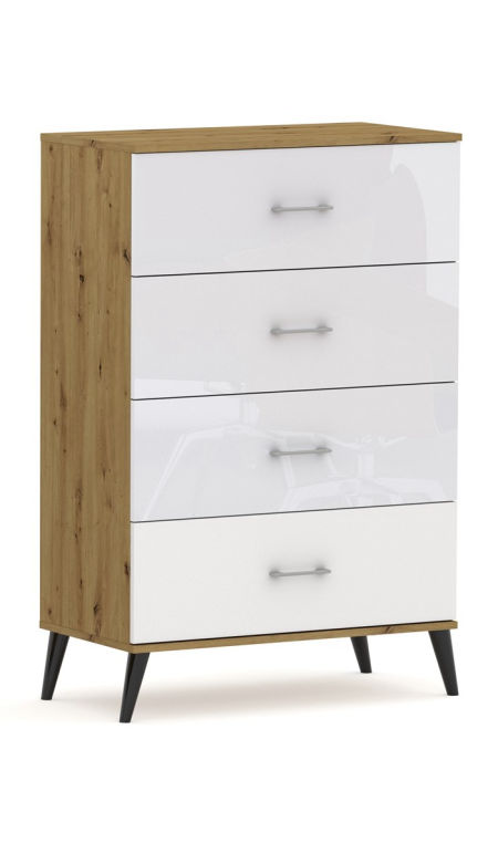Komoda POLA 4N Dąb Artisan / Połysk - 4 szerokości. 50 - 80 cm Pojemna