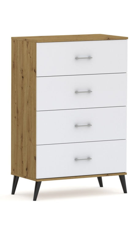 Komoda POLA 4N Dąb Artisan / biały - 4 szerokości 50 - 80 cm skandynawski styl