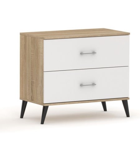 Komoda Pola 2N - 4 szerokości. Dąb Sonoma /biala , nowoczesna komoda
