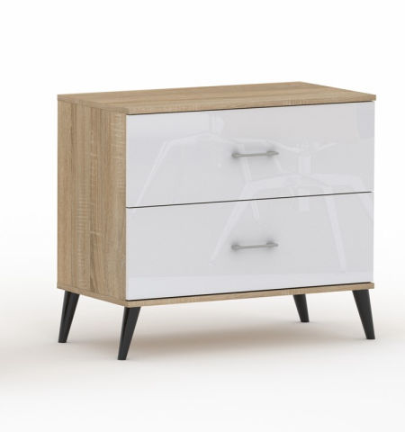 Komoda Pola 2N - 4 szerokości. Dąb Sonoma / połysk, nowoczesna komoda