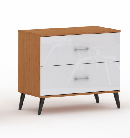 Komoda Pola 2N - 4 szerokości. olcha/ połysk, nowoczesna komoda z pojemnymi szufladami