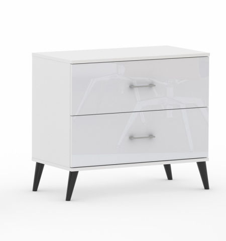Komoda Pola 2N - 4 szerokości. Biała / połysk, nowoczesna komoda z pojemnymi szufladami
