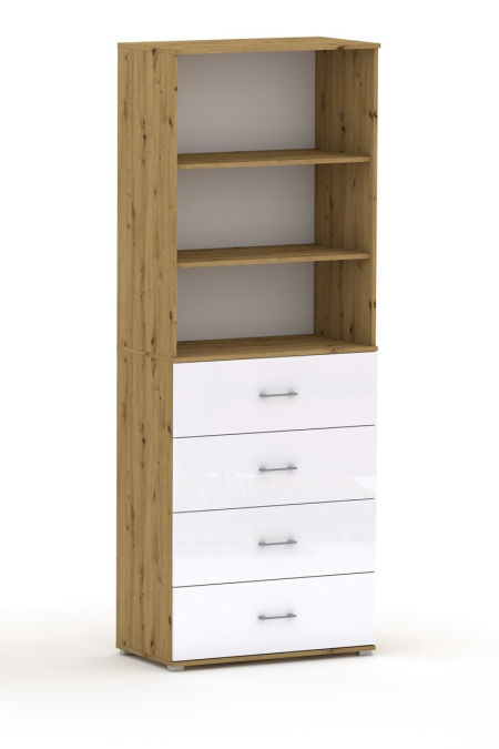 Szafa biurowa z szufladami  POLA 215 4S3P - 4 szerokości do wyboru. Dąb artisan / Połysk